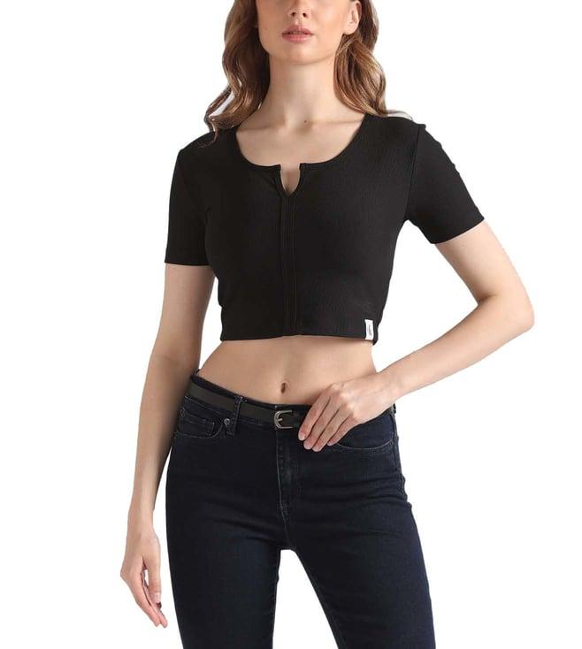 calvin klein black solid regular fit t-shirt