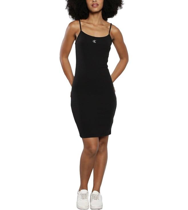 calvin klein black womens brand monogram bodycon dress