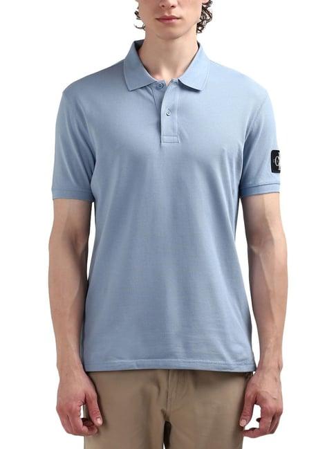 calvin klein blue cotton regular fit polo t-shirt