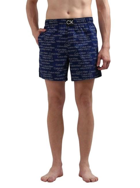 calvin klein blue cotton regular fit printed boxers