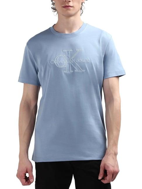 calvin klein blue cotton regular fit t-shirt