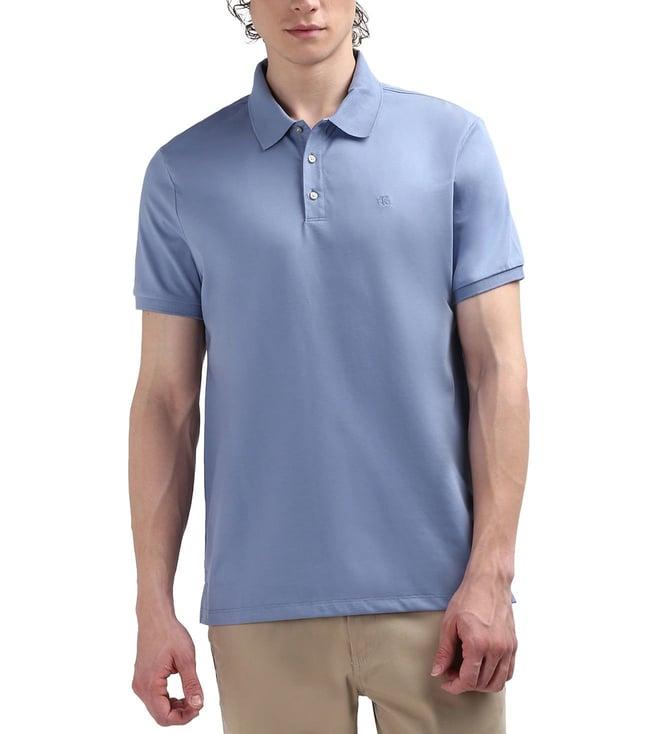 calvin klein blue solid polo collar short sleeves polo t-shirt