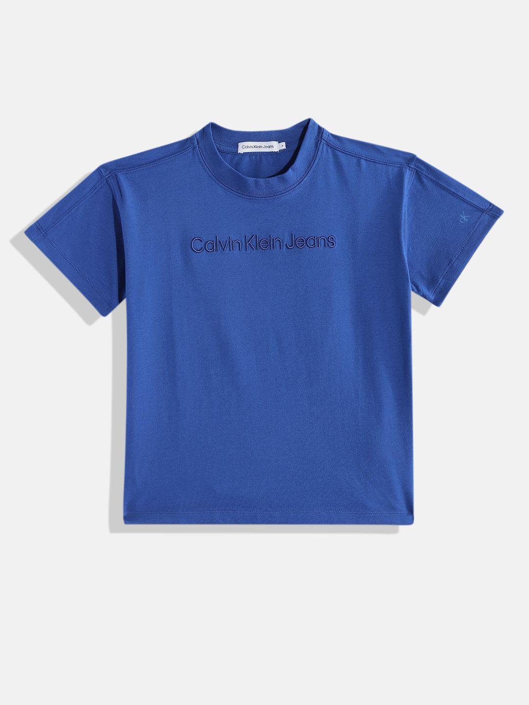 calvin klein boys brand logo embroidered t-shirt