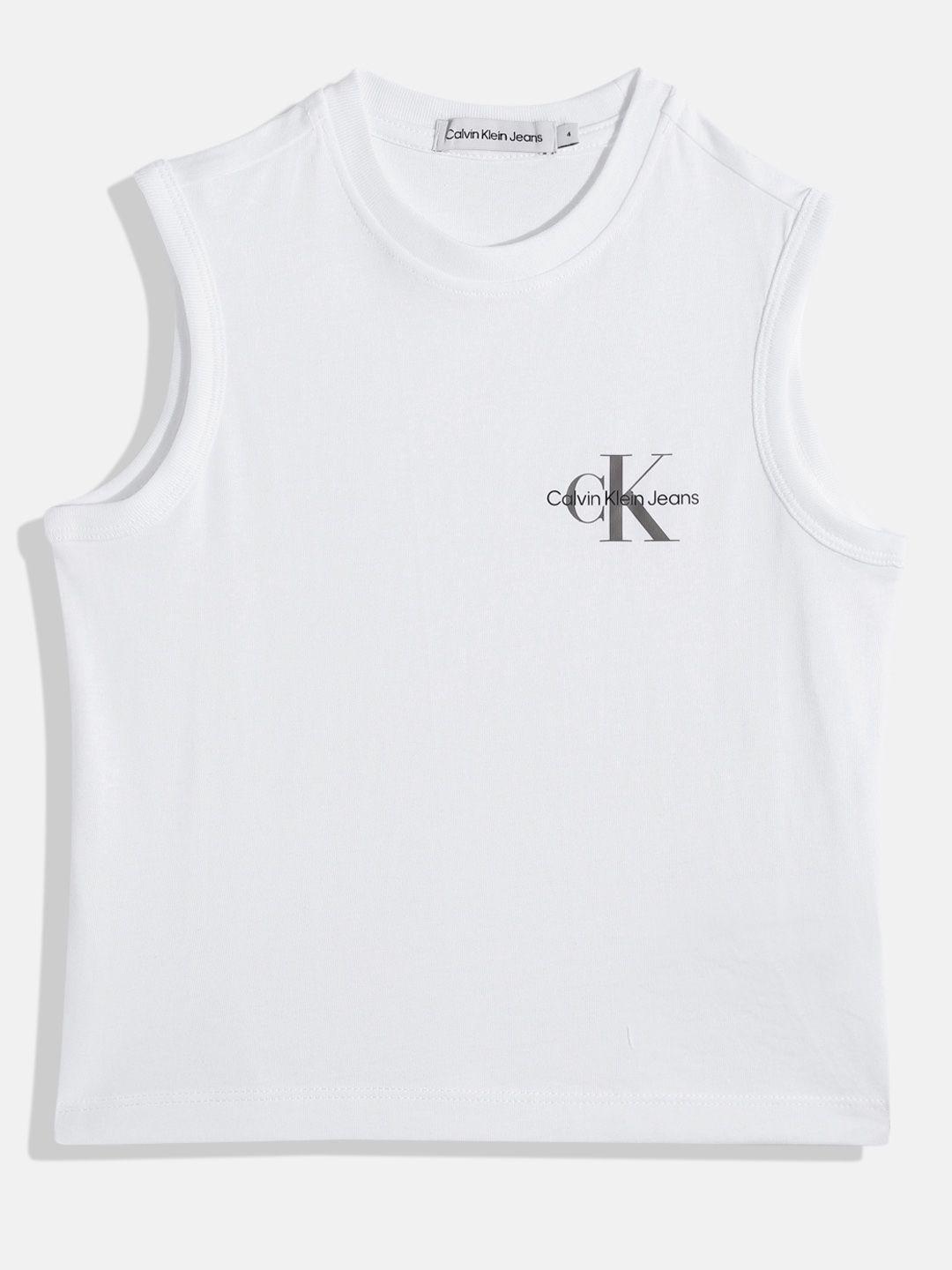 calvin klein boys brand logo printed cotton t-shirt