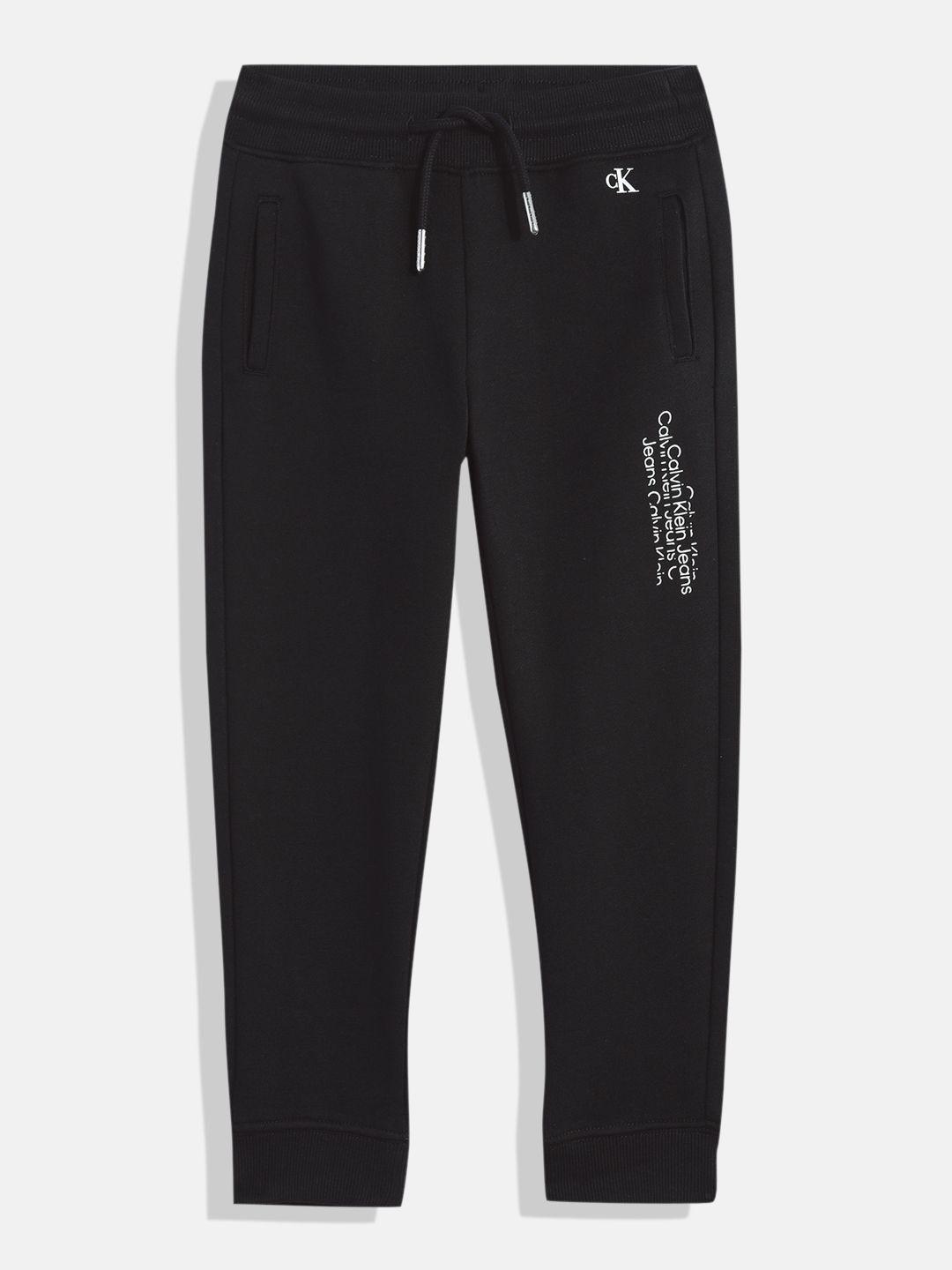 calvin klein boys brand logo printed pure cotton joggers