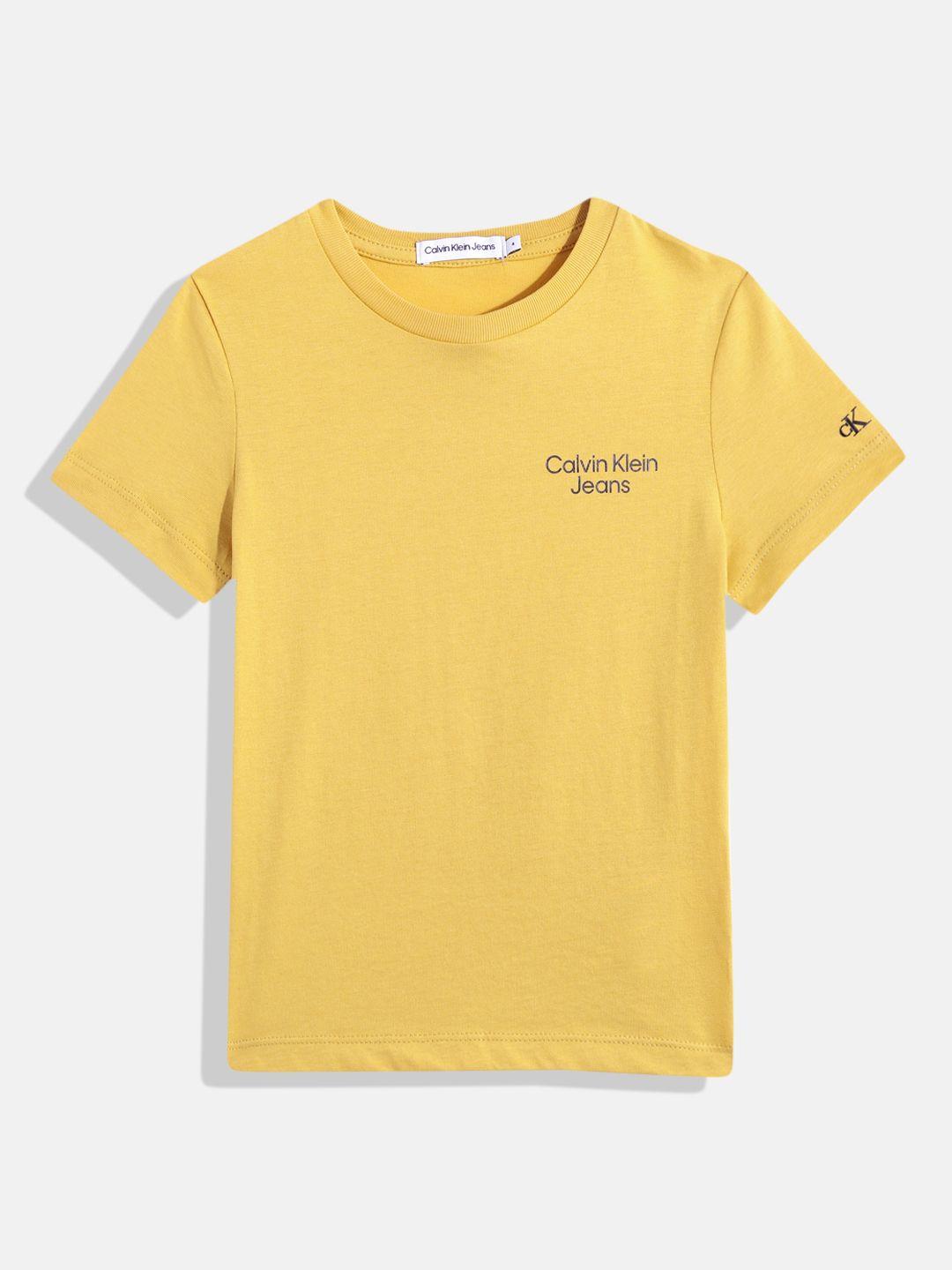 calvin klein boys brand logo printed pure cotton t-shirt