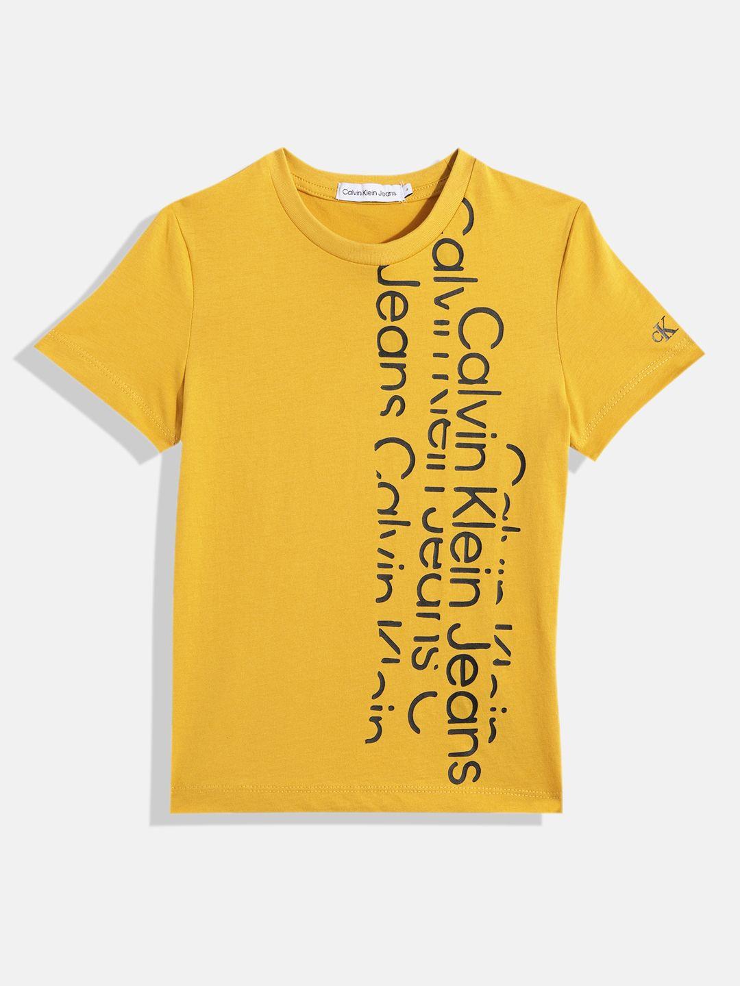 calvin klein boys brand logo printed pure cotton t-shirt