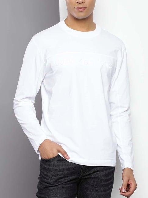 calvin klein bright white cotton regular fit logo printed t-shirt