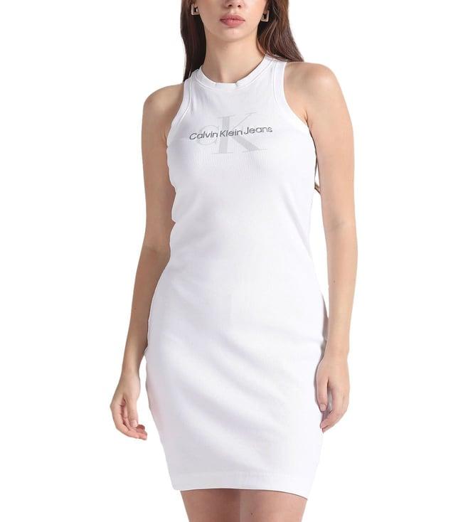 calvin klein bright white embroidered curves dress