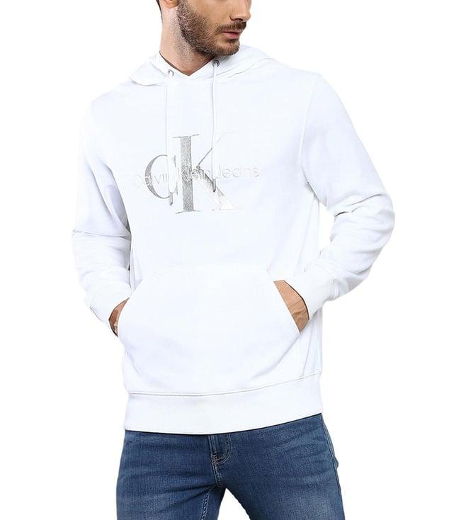 calvin klein bright white embroidery regular fit hoodie