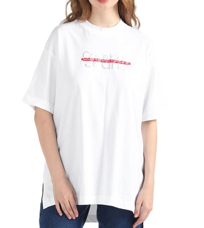 calvin klein bright white logo relaxed fit t-shirt