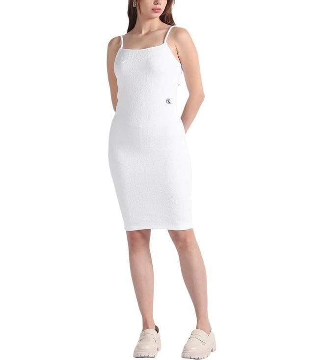 calvin klein bright white womens brand monogram bodycon dress