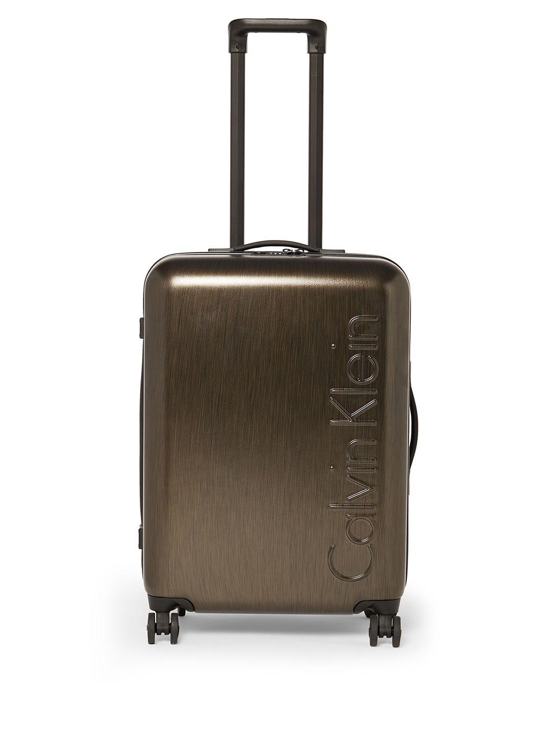 calvin klein bronze solid south hampton hard-sided medium trolley suitcase