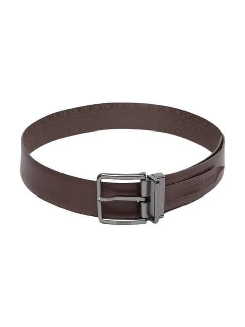 calvin klein brown & brown mono india resource leather reversible belt