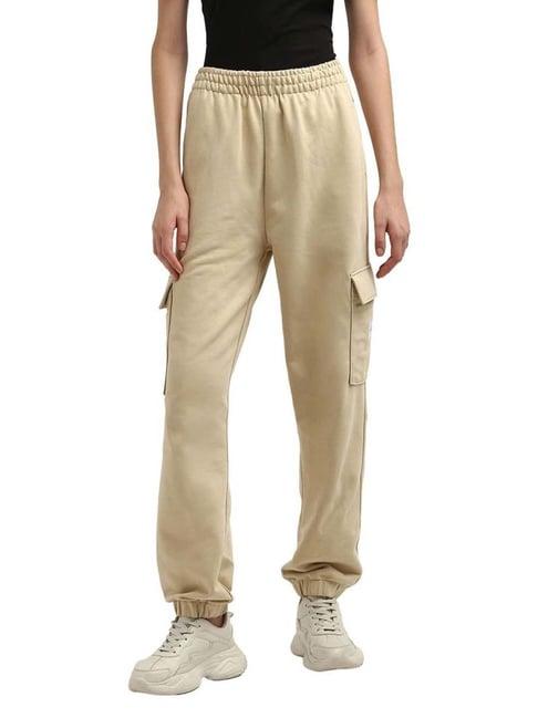 calvin klein brown cotton mid rise joggers