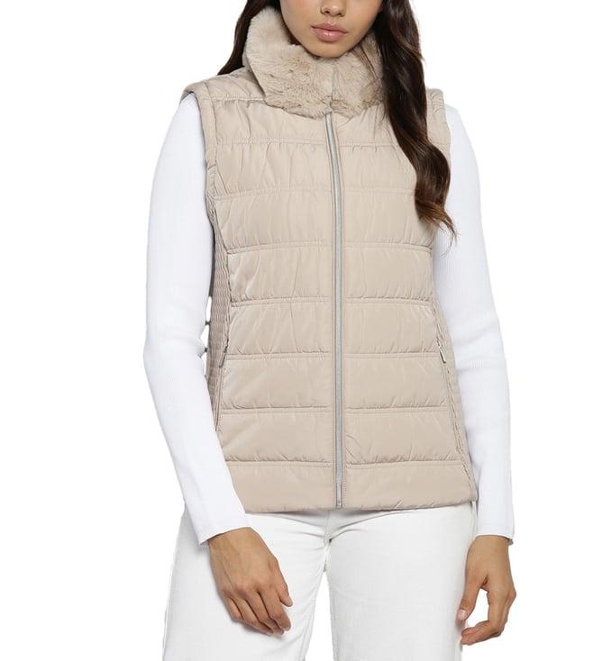 calvin klein brown regular fit gilet jacket