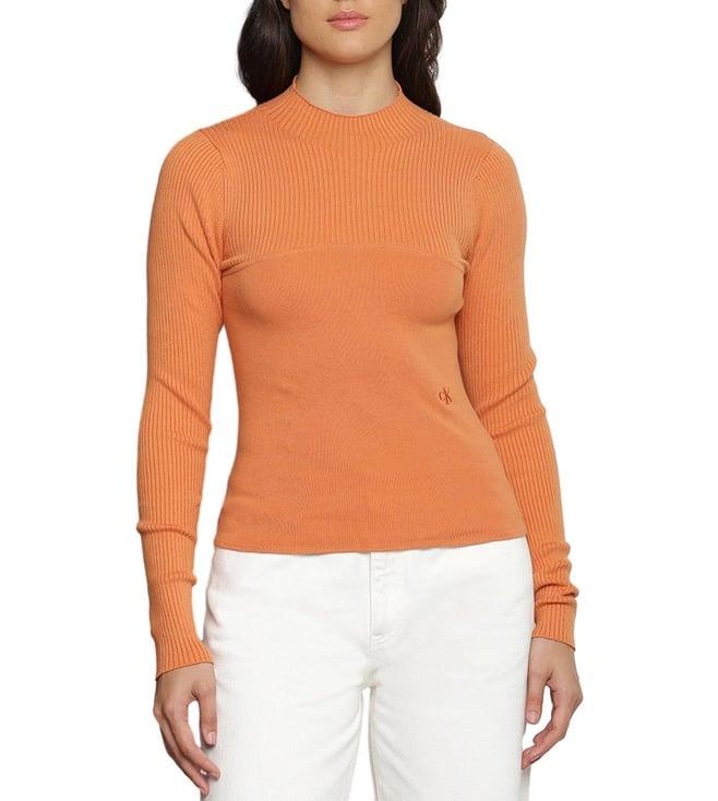 calvin klein burnt clay self slim fit sweater