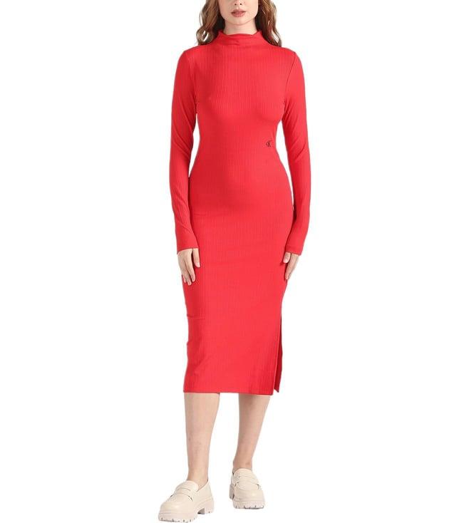 calvin klein candy apple womens embroidery curves dress