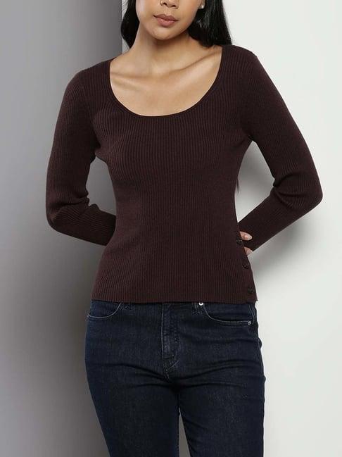 calvin klein coffee bean self slim fit sweater