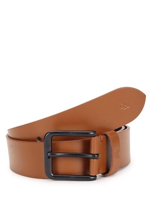 calvin klein cognac leather waist belt