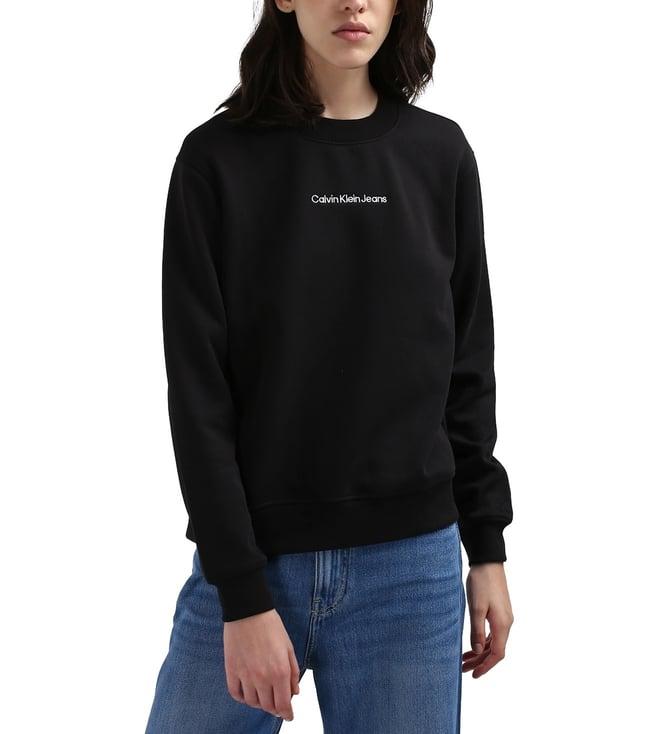 calvin klein cotton solid black sweatshirt