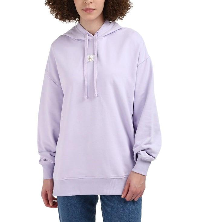 calvin klein cotton solid lilac sweatshirt