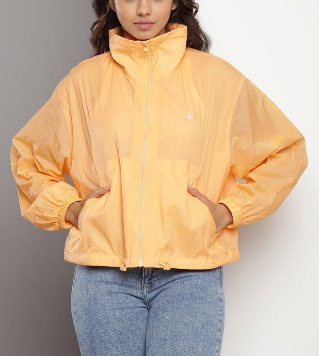 calvin klein crushed orange regular fit windbreaker jacket