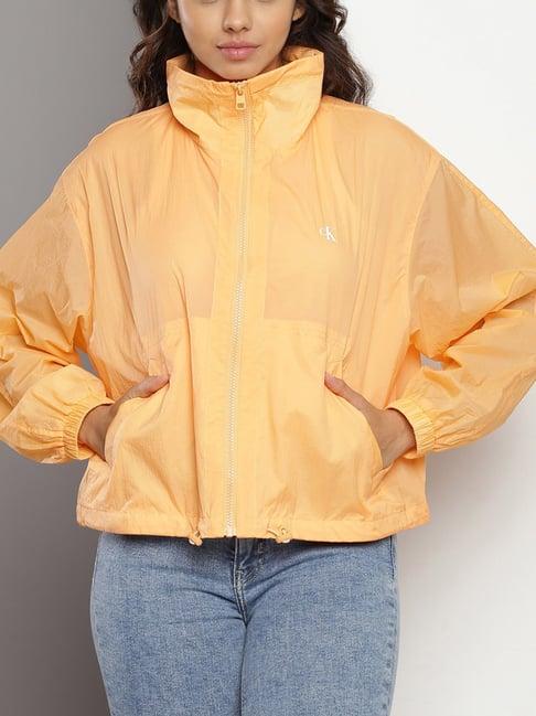 calvin klein crushed orange regular fit windbreaker jacket