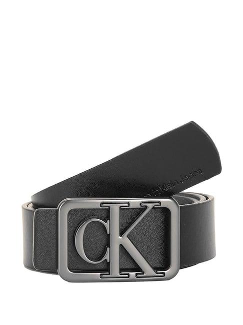 calvin klein dark ash grey & black leather casual belt