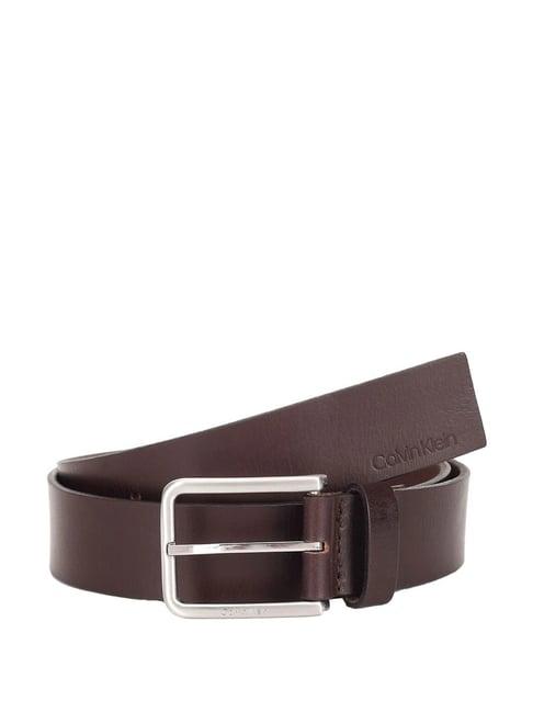 calvin klein dark brown warmth oiled leather belt