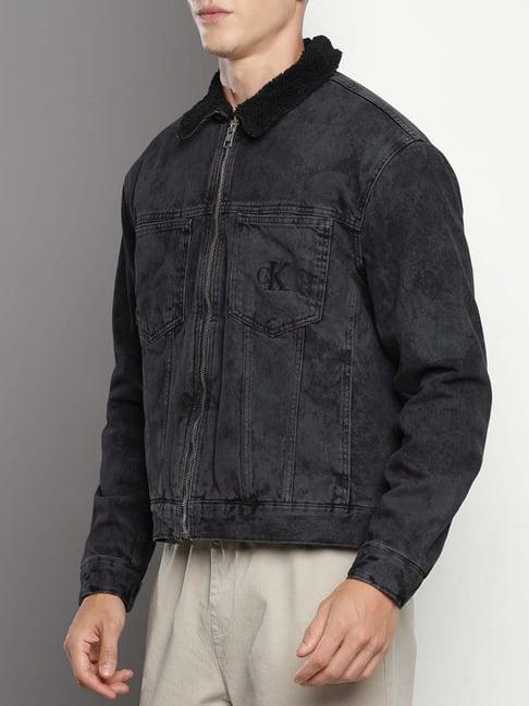 calvin klein denim grey cotton regular fit denim jacket