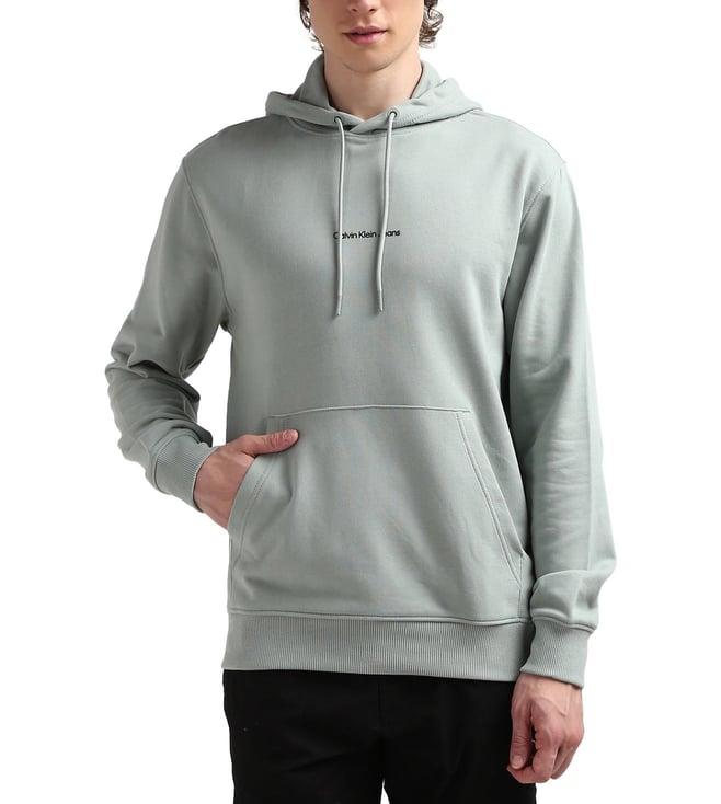 calvin klein green monogram hood full sleeves hoodie