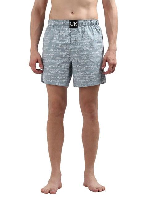 calvin klein grey cotton regular fit printed boxers