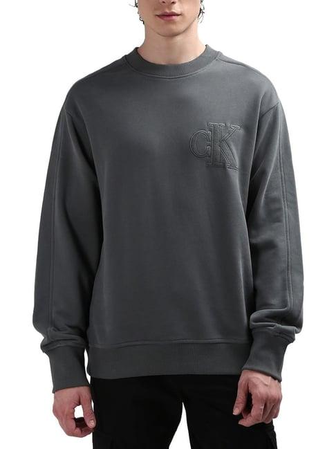 calvin klein grey cotton relaxed fit sweatshirt