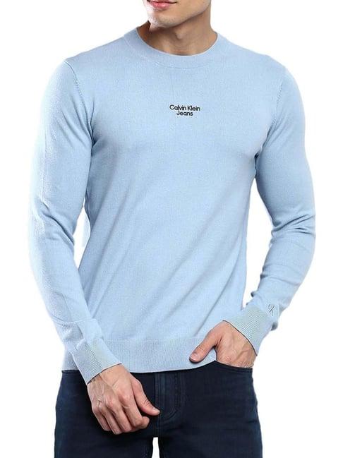 calvin klein iceland blue cotton regular fit sweater