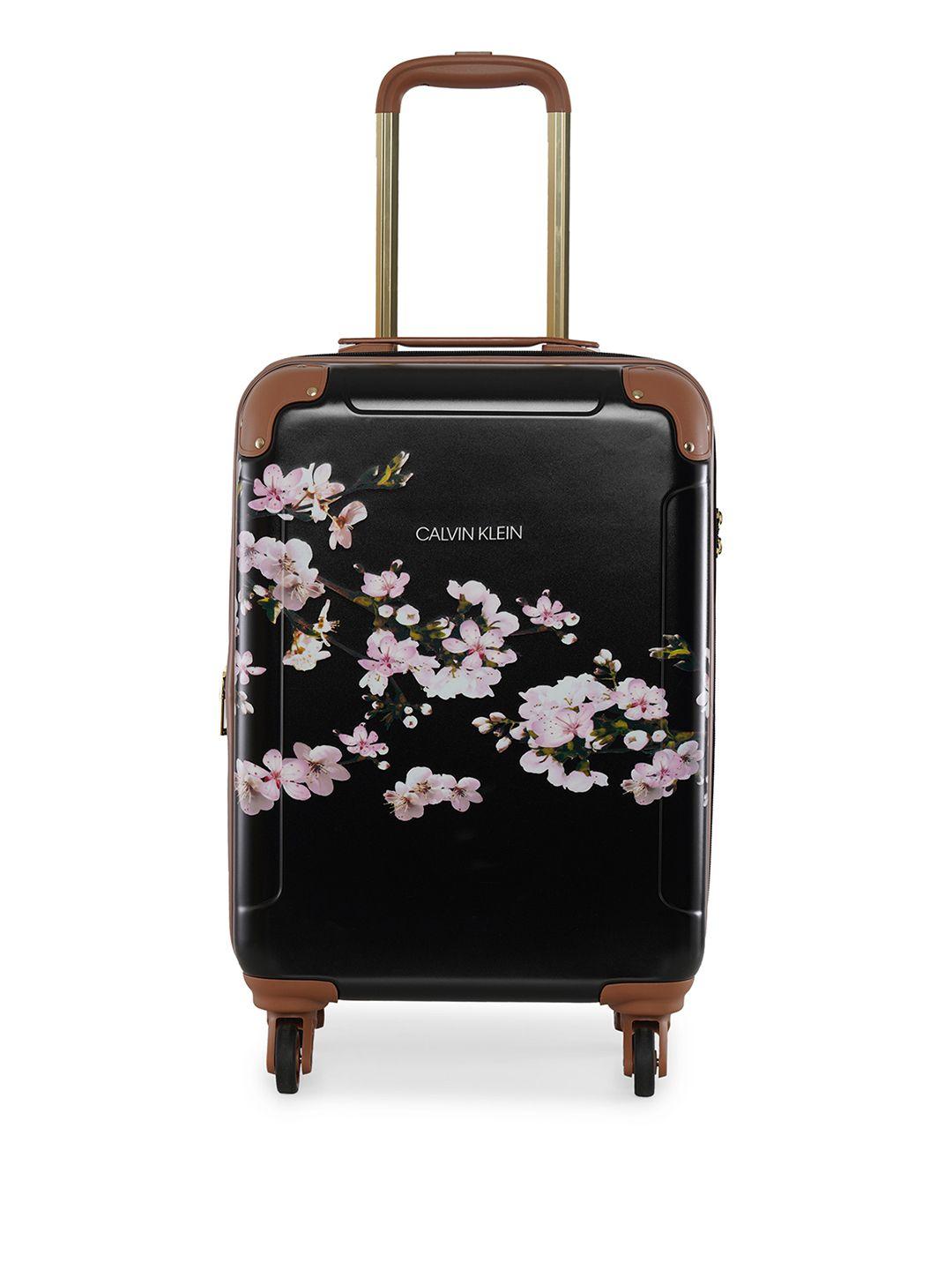 calvin klein in bloom range printed hard-sided cabin trolley suitcases