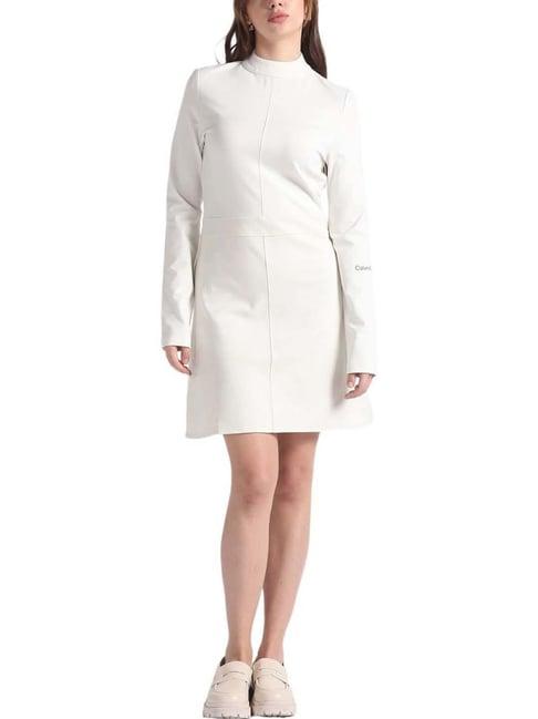 calvin klein ivory embroidered dress