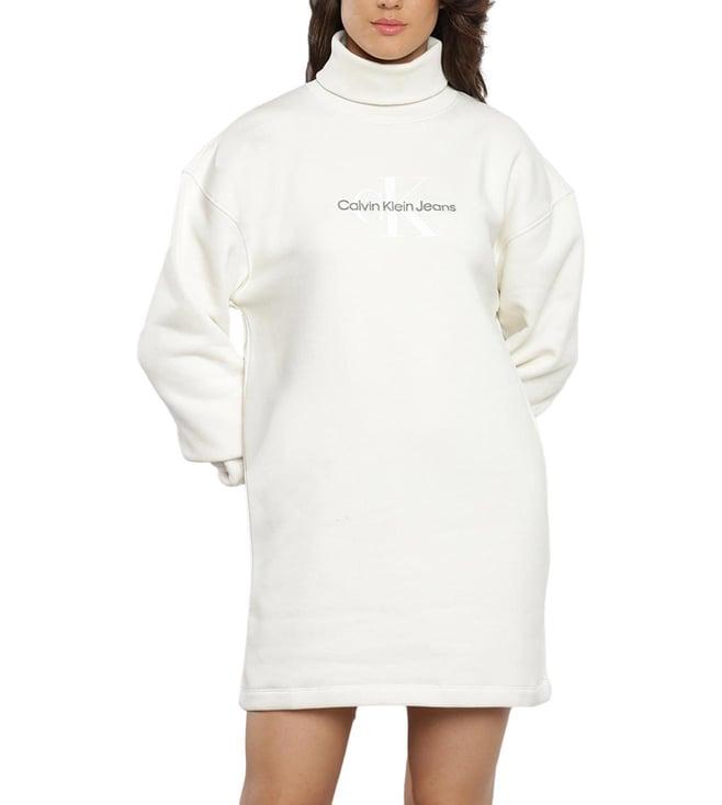 calvin klein ivory logo regular fit dress