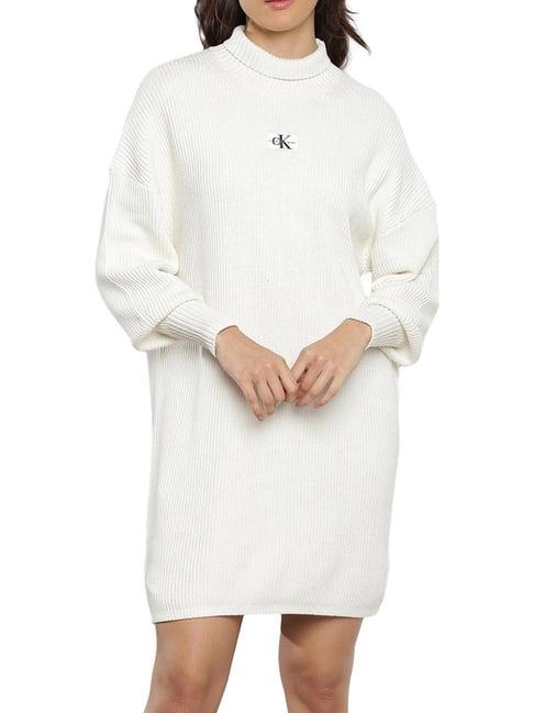 calvin klein ivory self regular fit dress