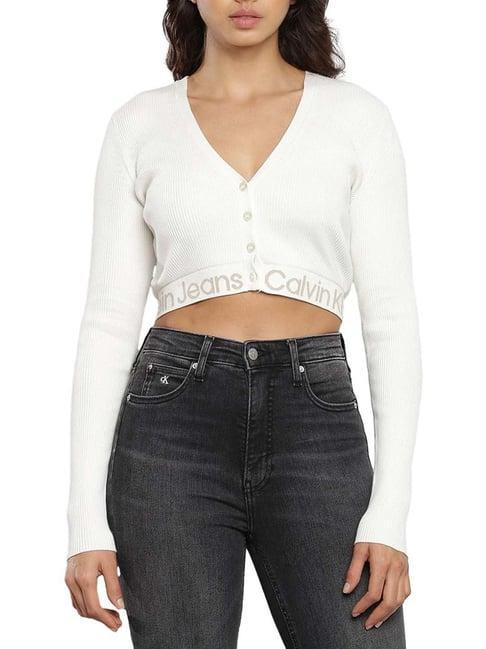 calvin klein ivory self slim fit sweater