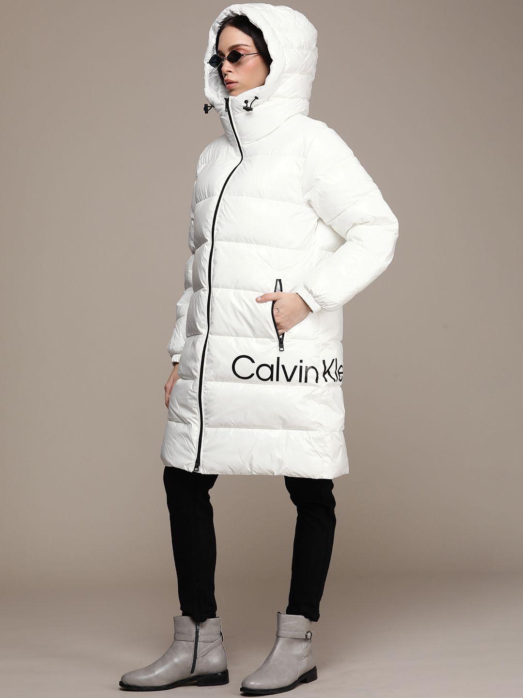 calvin klein jeans  brand logo longline puffer jacket