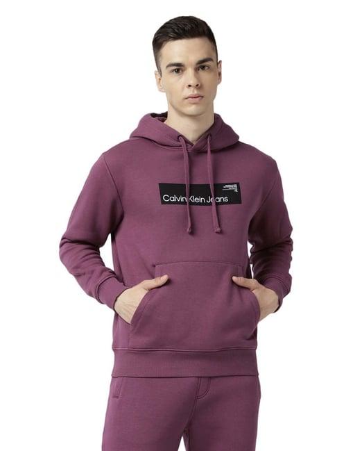 calvin klein jeans amaranth printed regular fit hoodie