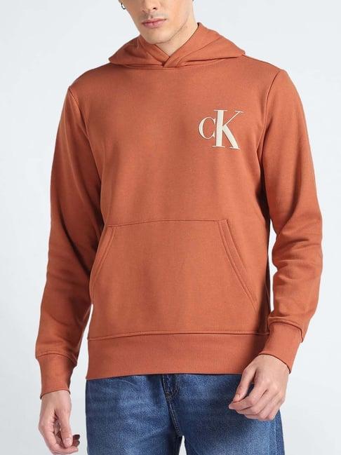 calvin klein jeans auburn regular fit logo printed hooded sweatshirt