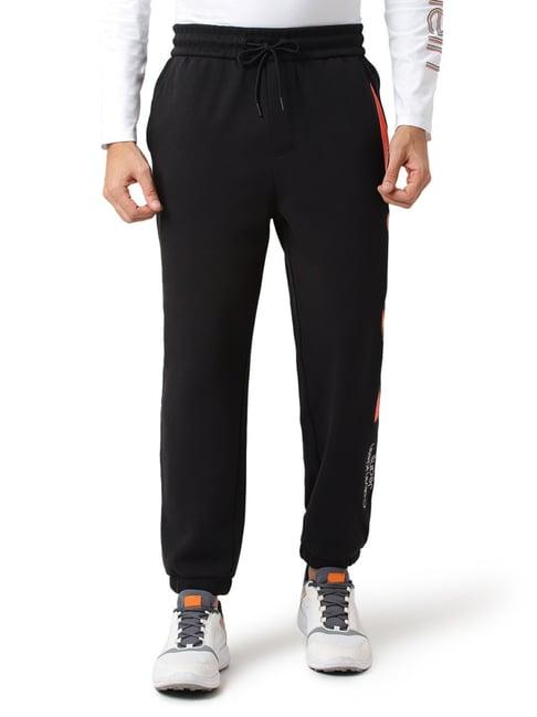 calvin klein jeans black & coral orange logo regular fit joggers