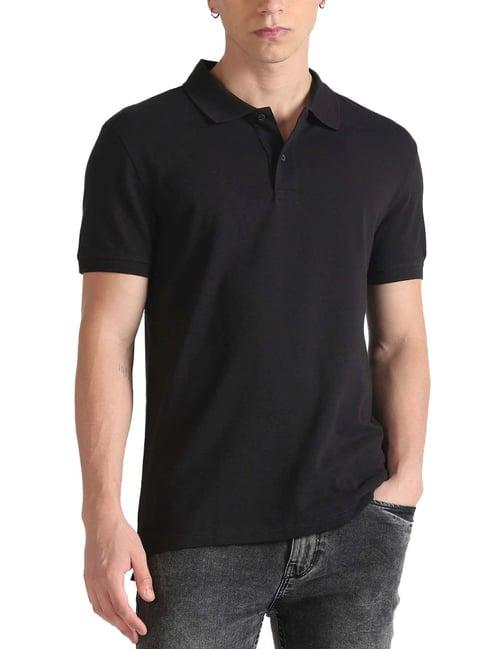 calvin klein jeans black cotton regular fit polo t-shirt