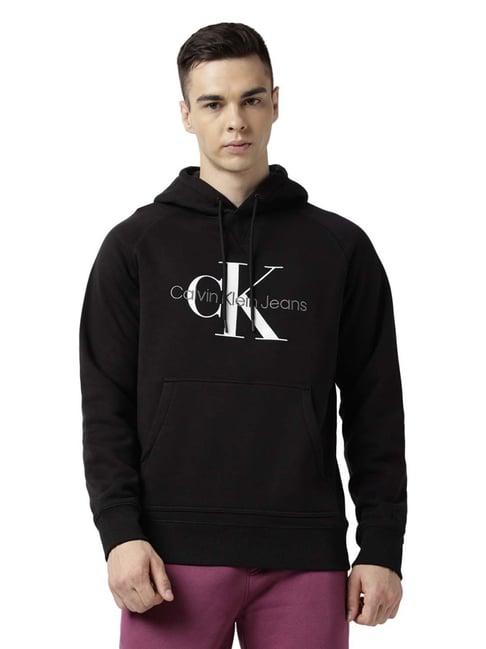 calvin klein jeans black embroidery regular fit hoodie
