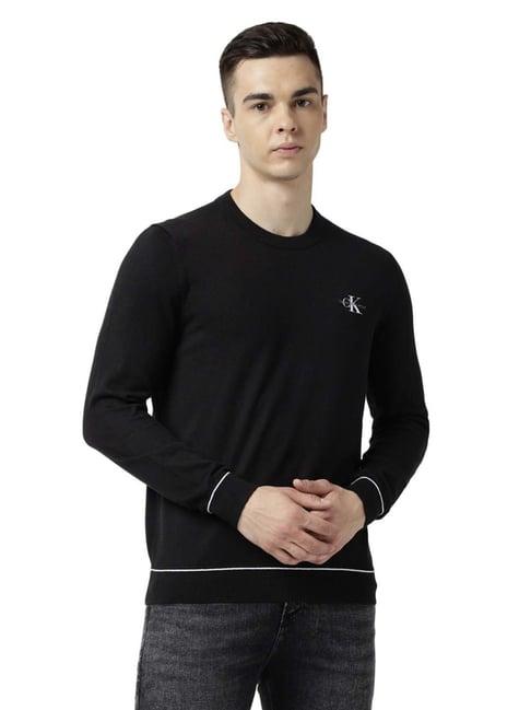 calvin klein jeans black embroidery regular fit sweater