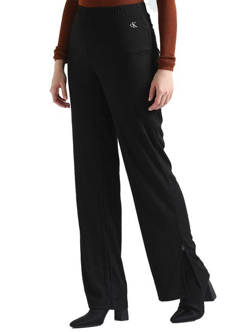 calvin klein jeans black logo straight fit trousers