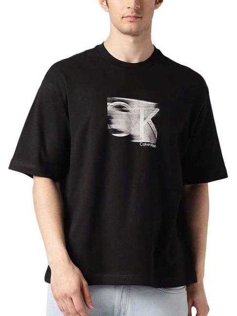 calvin klein jeans black printed comfort fit t-shirts