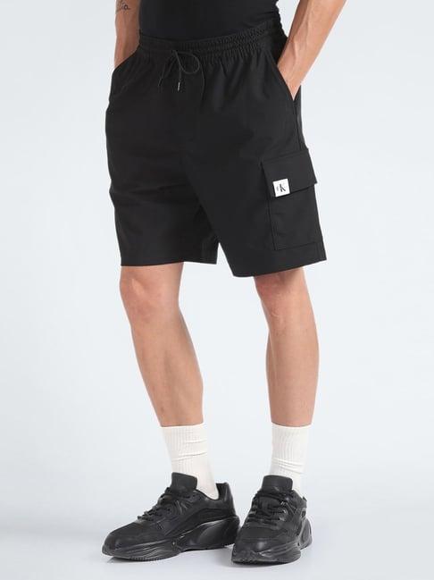 calvin klein jeans black solid relaxed fit shorts